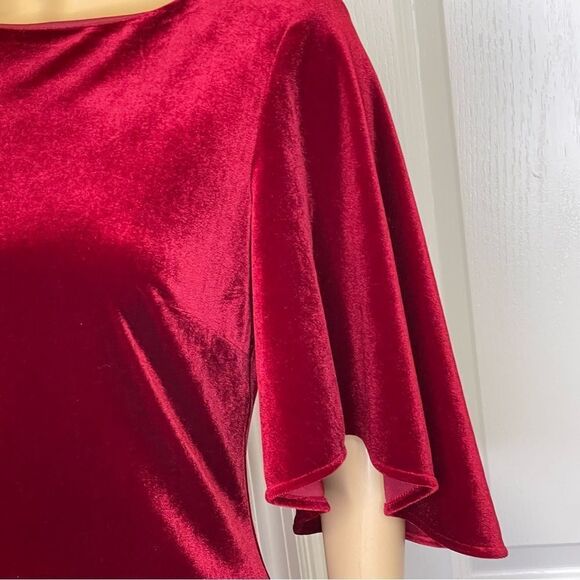 Badgley Mischka Belle Stretch Velvet Mini Dress Red Size 6 - Picture 4 of 12
